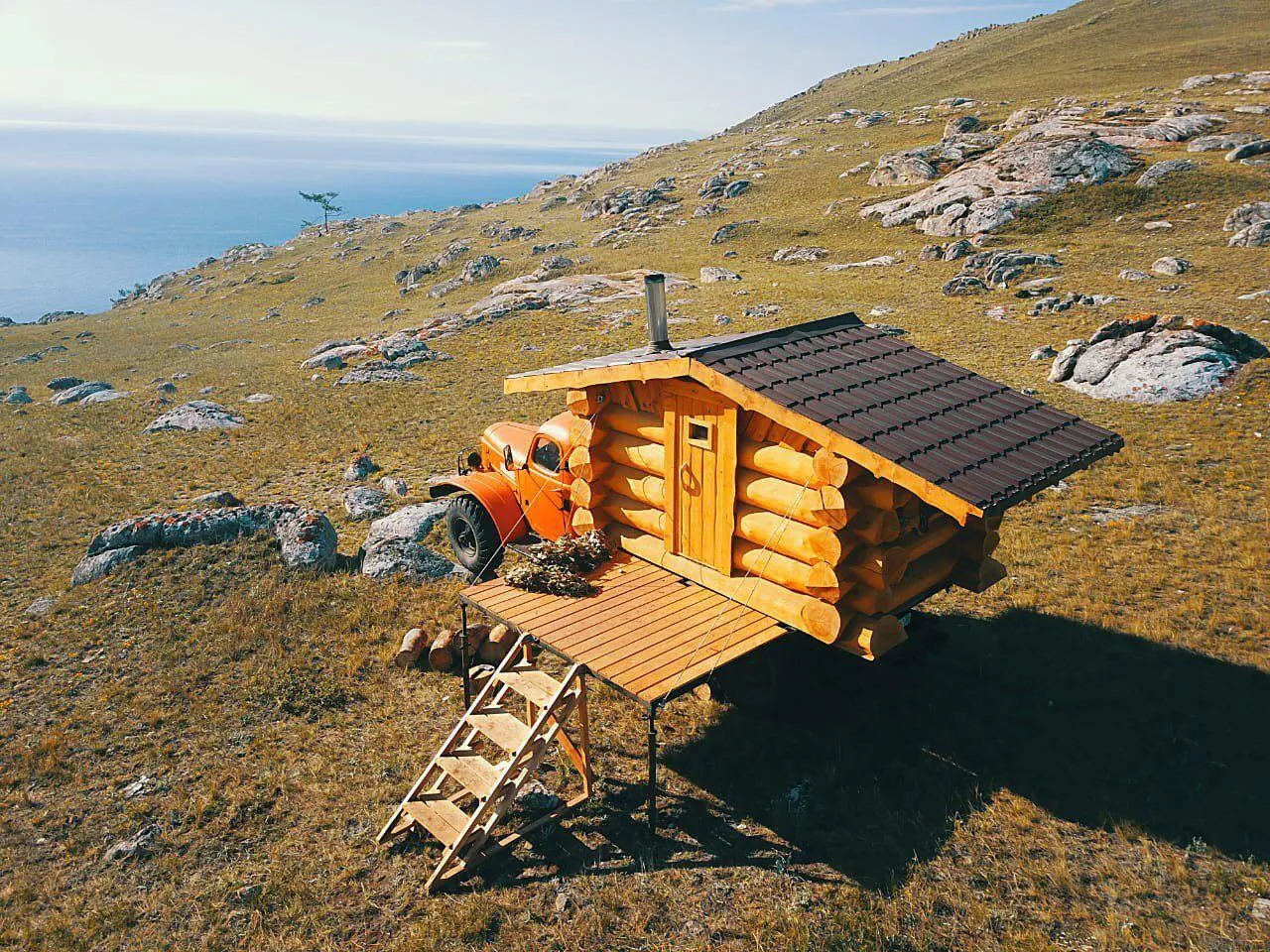 Передвижная баня из массива кедра на Малом Море