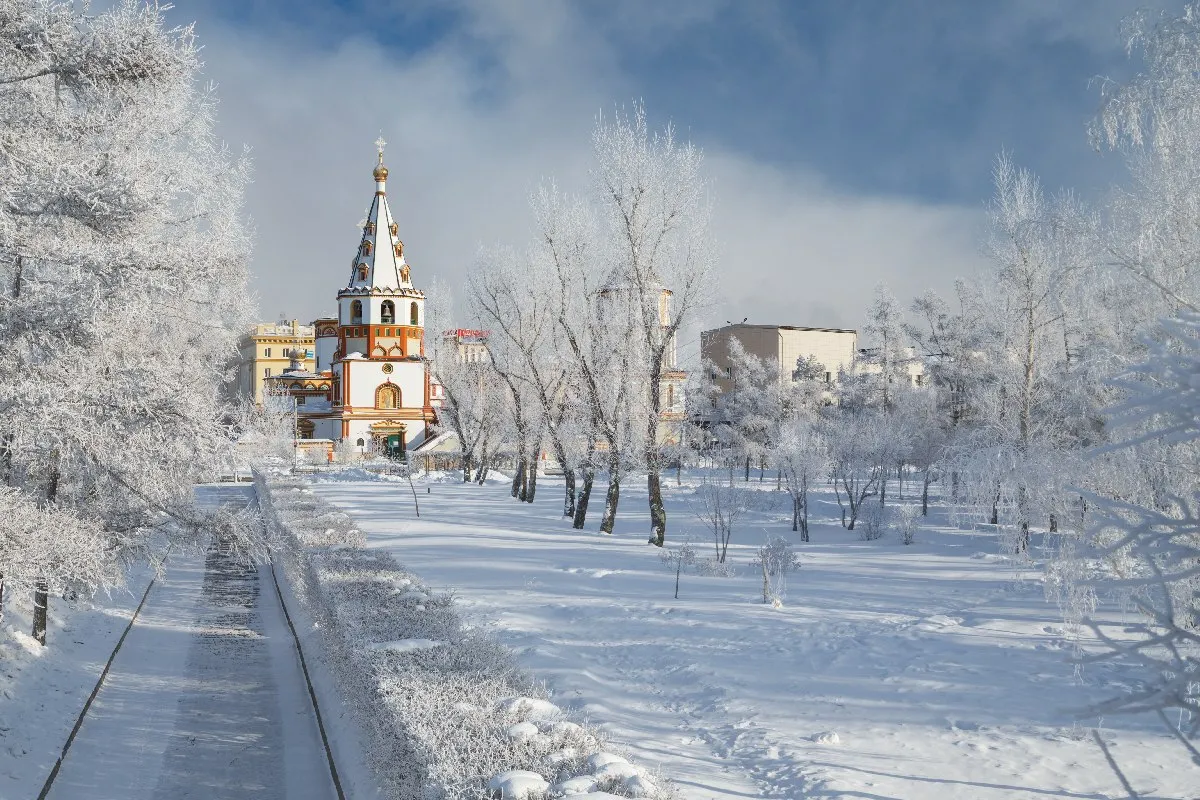 Богоявленский собор,Иркутск зимой